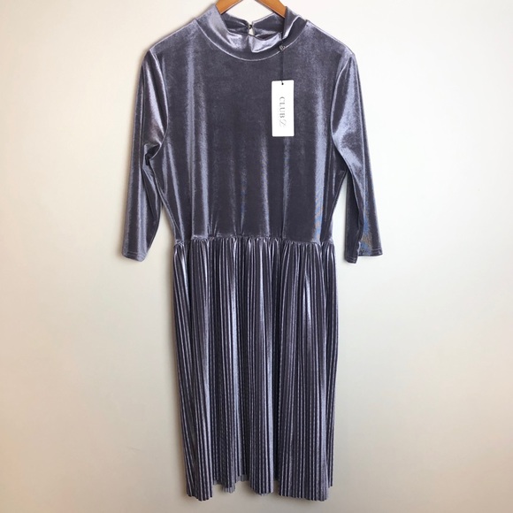 Club L London Dresses & Skirts - Purple Velvet Knee Length/Midi Long Sleeve Dress